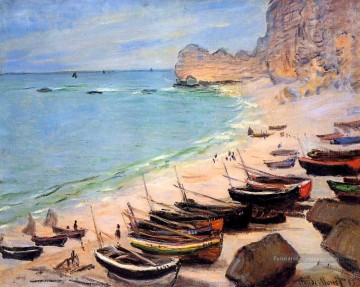 Bateaux sur la plage d’Etretat Claude Monet Peinture à l'huile